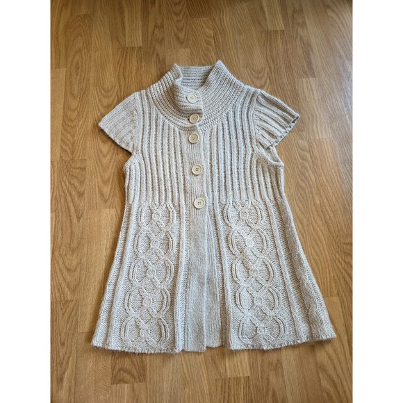 Vintage Y2K One Step Up Baby Doll Sweater Beige Cable Knit, Turtleneck - Picture 1 of 10